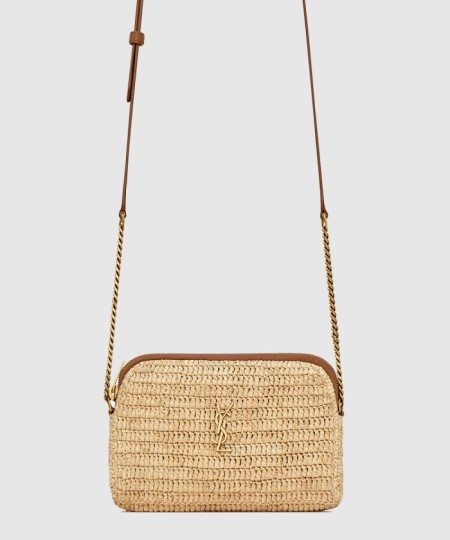 [SAINT LAURENT-생로랑]라피아 및 베지터블 태닝 가죽 소재의 GABY 지퍼 파우치 774293