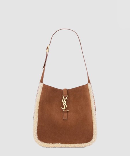 [SAINT LAURENT-생로랑]LE 5 A 7 퍼 트리밍 스웨이드 숄더백 713938