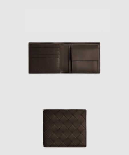 [BOTTEGA-보테가베네타]동전 지갑을 갖춘 인트레치아토 폴더형 지갑 605722