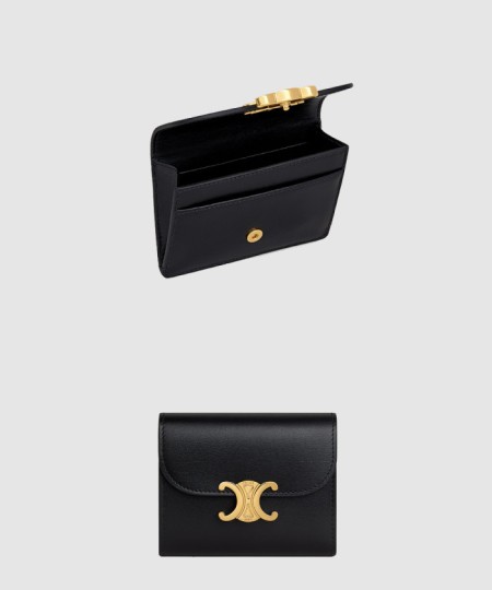 [CELINE-셀린느]트리옹프 플랩 카드 지갑 샤이니 카프스킨 10I583