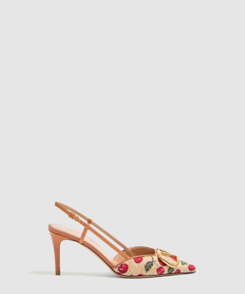 [VALENTINO-발렌티노]체리 패턴 자카드 레이스업 하이힐