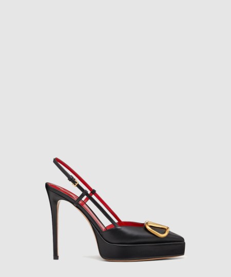 [VALENTINO-발렌티노]가죽 슬링백 플랫폼 펌프