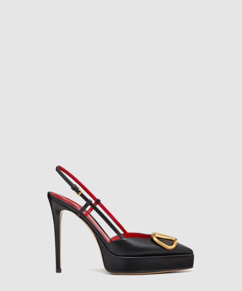 [VALENTINO-발렌티노]가죽 슬링백 플랫폼 펌프