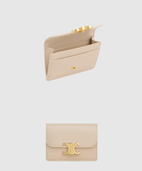 [CELINE-셀린느]트리옹프 플랩 카드 지갑 샤이니  10I583