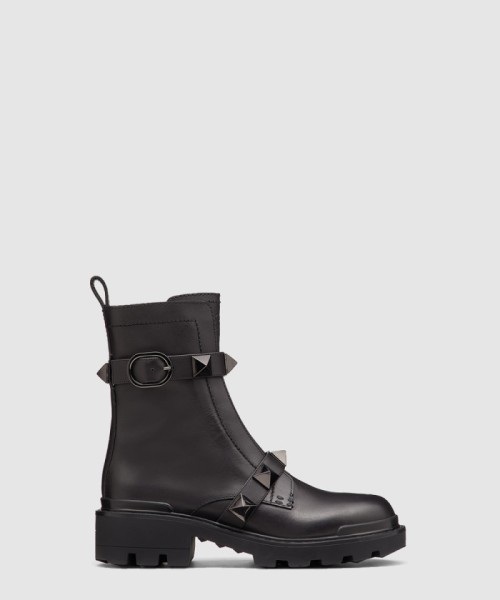 [VALENTINO-발렌티노]톤온톤 스터드가 달린 송아지 가죽 앵클 부츠