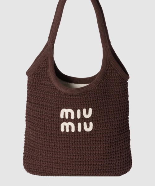 [MIUMIU-미우미우]아이비 라피아 효과 우븐 토트 백 5BG231