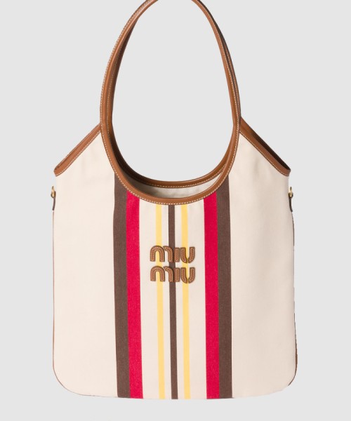 [MIUMIU-미우미우]캔버스 및 가죽 아이비 백 5BG231