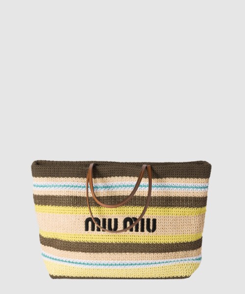 [MIUMIU-미우미우]라피아 앤 코튼 토트백 5BG228