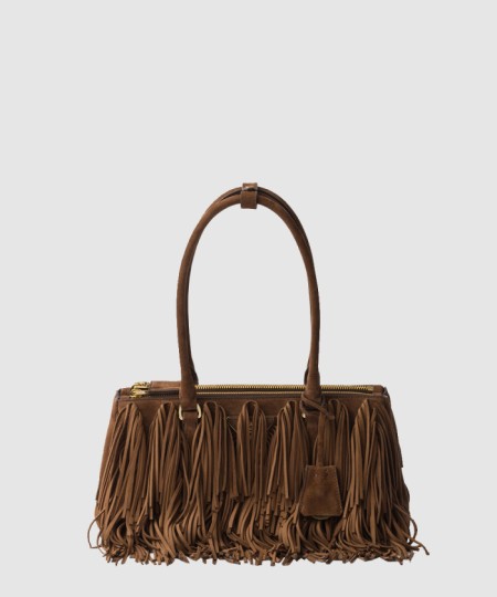 [PRADA-프라다]프린지 장식 프라다 갤러리아 미디엄 스웨이드백 1BA457