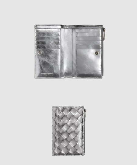 [BOTTEGA-보테가베네타]미디엄 인트레치아토 폴더형 지퍼 지갑 667468