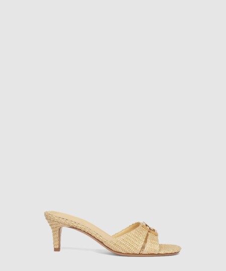 [FENDI-펜디]코튼 섬유 미디엄 힐 샌들 8R8538