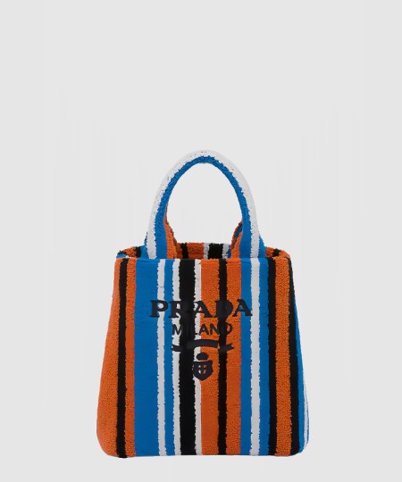 [PRADA-프라다]스트라이프 테리 핸드 토트백 1BA343