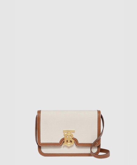 [BURBERRY-버버리]캔버스 래더 TB 숄더백 80393651