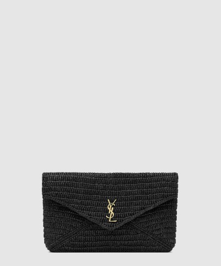 [SAINT LAURENT-생로랑]라피아 소재의 CASSANDRE 라지 엔벨로프 파우치 839340
