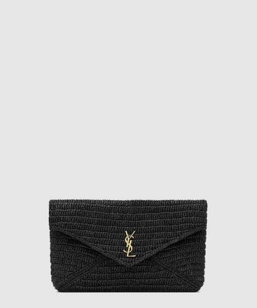 [SAINT LAURENT-생로랑]라피아 소재의 CASSANDRE 라지 엔벨로프 파우치 839340