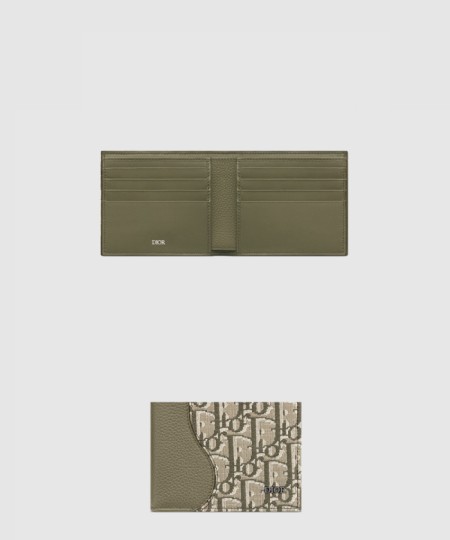 [DIOR-디올]반지갑 새들 2단 지갑 오블리크 자카드 2ADBH