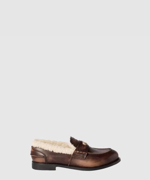 [MIUMIU-미우미우]가죽 시어링 페니 로퍼 5D530E