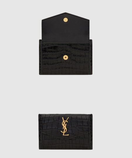 [SAINT LAURENT-생로랑]크로커다일 엠보스드 샤이니 가죽 소재의 UPTOWN 카드 케이스 582305