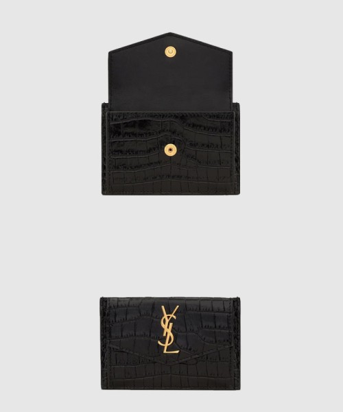 [SAINT LAURENT-생로랑]크로커다일 엠보스드 샤이니 가죽 소재의 UPTOWN 카드 케이스 582305