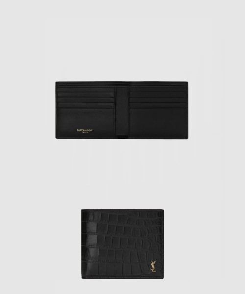 [SAINT LAURENT-생로랑]크로커다일 엠보스드 매트 가죽 소재의 미니 CASSANDRE 이스트웨스트 지갑 607727
