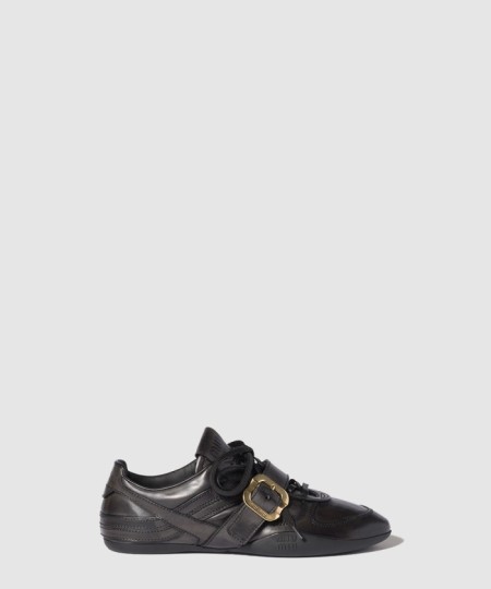 [MIUMIU-미우미우]버클 장식 가죽 스니커즈 5E549E